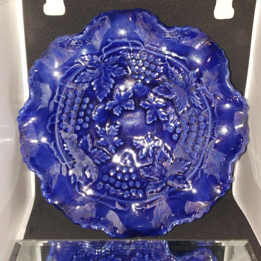 Deep Blue Scalloped Ceramic Bowl Hobbyist Piece